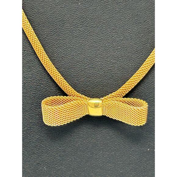 Vintage Sarah Cov Gold Tone Bow Tie Necklace - Picture 3 of 8